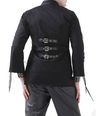 New Men Gothic Jacket Black Dead Threads Corseting Chain EMO Cyber Jacket